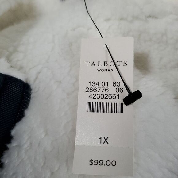 NWT Talbots Navy Blue Zip Vest. Sherpa Lines, Quilted side panes and back yolk. - Picture 11 of 12